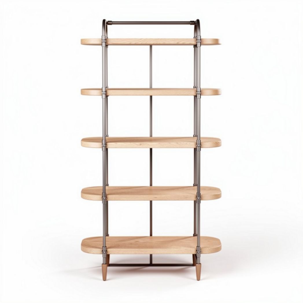 Boekenrek van metaal en hout voor de woonkamer - 120 x 40 x 180cm